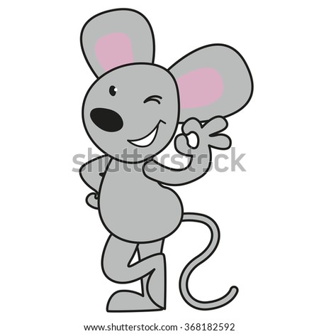 Cartoon Mouse Ok Sign Stock Vector 368182592 - Shutterstock