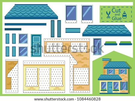 Cut And Glue The Paper House Create Toys Cartoon Home Yourself Children Art Cut And Glue The Paper House Create Toys Cartoon Home Yourself Children Art