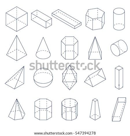 Set 3d Geometric Shapes Isometric Views Stock Vector 547394278 ...