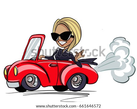 Retro Vintage Style Woman Girl Driving Stock Vector 64246879 - Shutterstock