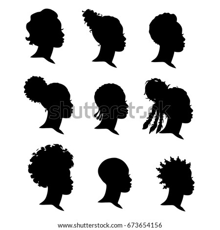 African American Profiles Silhouette Vector Image Stock Vector ...