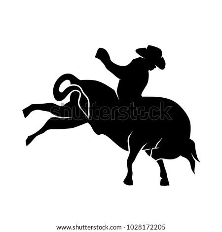 Black Bull Riding Logo Stock Vector 1028172205 - Shutterstock