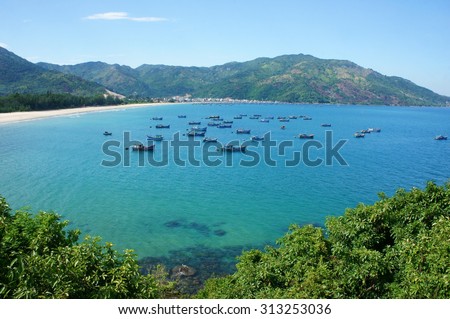 Beautiful Vietnam landscape, amazing and wonderful beach with mountain around, fresh air, nice view for Asian travel, ecology environment at sea area, Phu Yen have many scene for tourist at Viet Nam