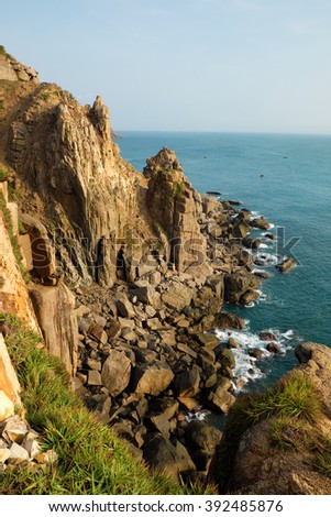 Landscape of sea from Dai Lanh cape, Phu Yen, Viet Nam, amzing scene with rock, stone, beautiful place for Vietnam travel