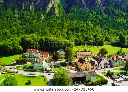 Beautiful Schwangau Village Near Neuschwanstein Hohenschwangau Stock ...