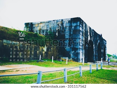 2016 Calendar. June.Citadel of the Ho Dynasty in Thanh Hoa, Vietnam - a UNESCO World Heritage Site