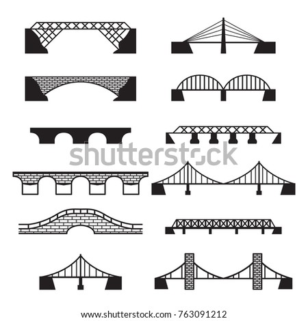 Vector Set Bridge Black Silhouettes Isolated Stock Vector 66040675 ...