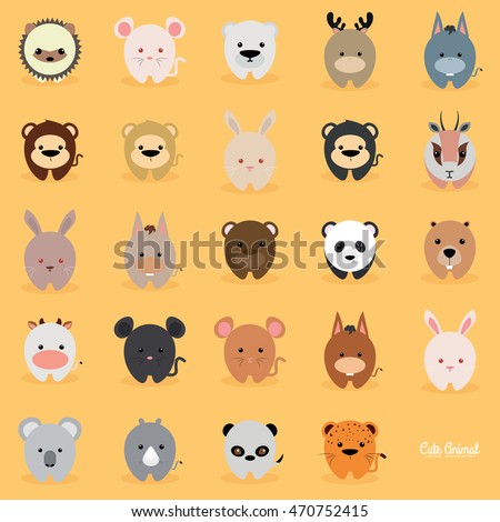 Cute Cartoon Animals Stock Vector 470752415 - Shutterstock