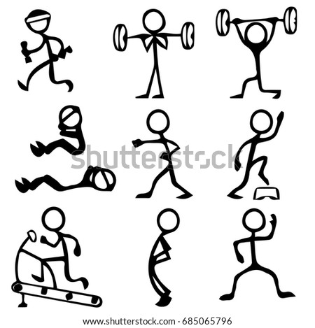 Set Vector Stick Figures Happy Stick Stock Vector 182186771 - Shutterstock