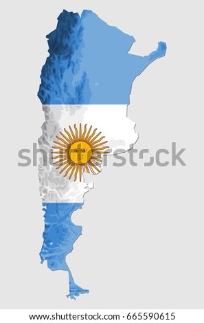 Argentina Flag Map Stock Vector 665590615 - Shutterstock