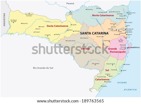 Santa Catarina Administrative Map Stock Vector 189763565 - Shutterstock