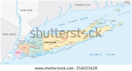 Long Island Map Stock Vector 356023628 - Shutterstock