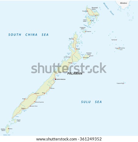 Palawan Map Stock Vector 361249352 - Shutterstock