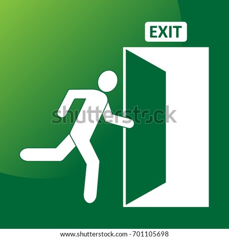 Emergency Exit Sign Flat Style Icon Stock Vector (Royalty Free ...