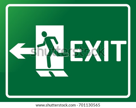 emergency exit sign man silhouette running stock vector royalty