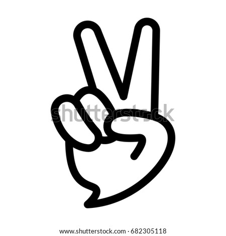 Hand Peace Sign Cartoon Vector Illustration Stock Vector 682305118