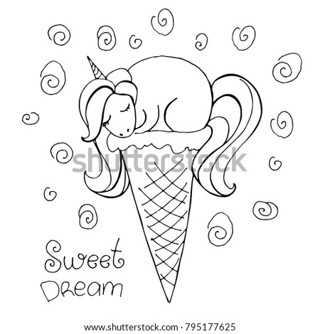 Download Magic Cute Unicorn Glass Ice Cream Stock Vector (Royalty ...