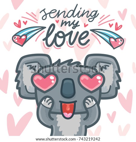 Koala Bear Character Love Lettering Calligraphy Stock Vector 743219275 ...