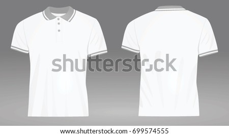 White Polo T Shirt Grey Collar Stock Vector 699574555 - Shutterstock