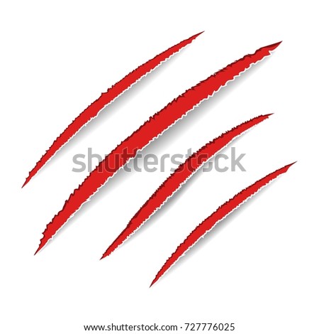 Animal Claws Scratches Red Bloody Claw Stock Vector 727776025 