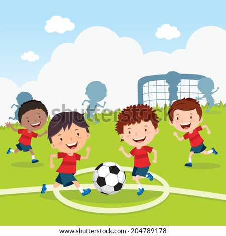 Soccer Game Boys Playing Soccer On Stock Vector 204789178 - Shutterstock