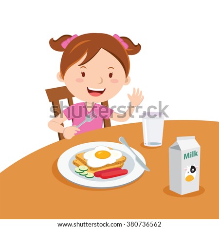 Boy Eating Breakfast Vector Illustration Cute Stock Vector 380736559 ...