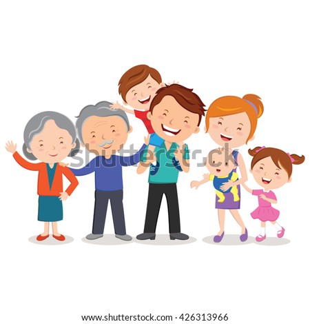 Happy extended family. Happy extended family gesturing with cheerful smile.