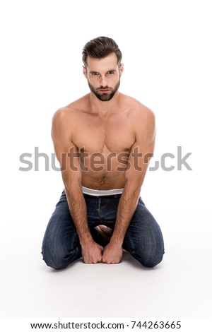 Down On His Knees Handsome Shirtless Stock Photo 744263665 - Shutterstock