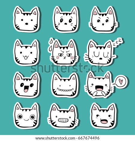 Cats Heads Emoticons Vector Stock Vector 527382235 - Shutterstock