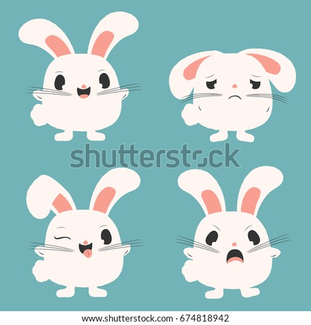 Chubby Bunny Character Collection Subtle Hand Stock Vector 674818942 ...