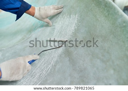 Close Workers Hands Repairing Boat Yacht Stock Photo 789821065