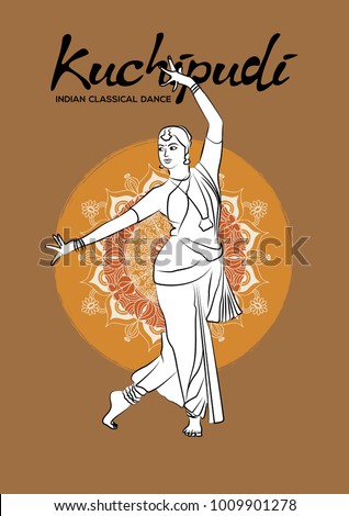 Illustration Indian Kuchipudi Dance Culture Traditions Stock Vector ...