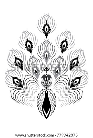 Download Ornamental Silhouette Peacock Template Print Tattoo Stock ...