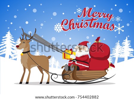 Cute Cartoon Santa Claus Sitting Sleigh Stock Vector 538429075 ...