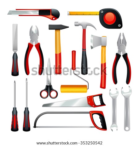 saw table vector White Photo Isolated Tools On Stock Background Many