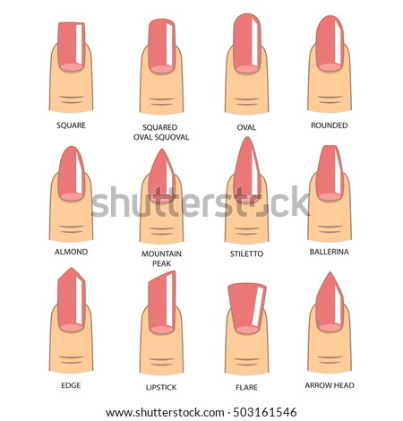 nail music art symbol Manicure shape of shapes of different on icons. Set nails white. Nail