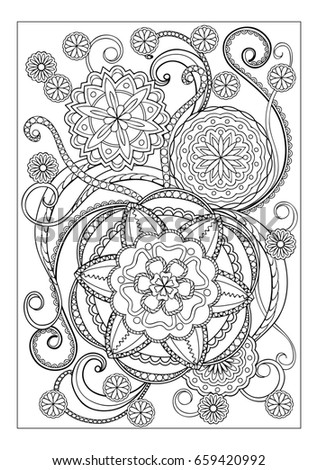 Download Hand Drawn Image Doodle Flowers Mandalas Stock Illustration 659420992 - Shutterstock