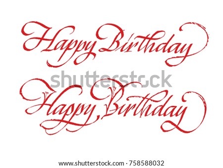 Happy Birthday Lettering Set Handwriting Calligraphy Stock Vector ...