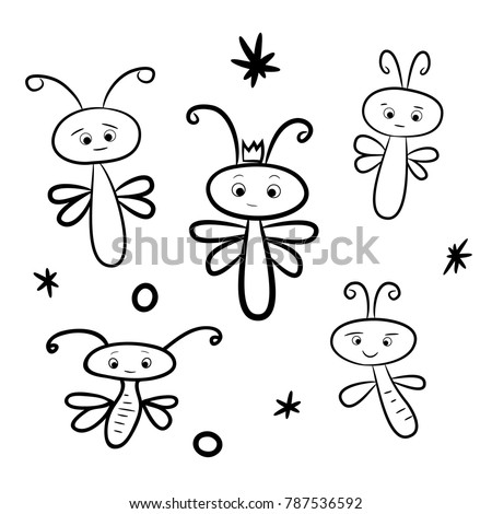 A Cartoon Vector Illustration Of Cute Dragonflies Coloring Page A Cartoon Vector Illustration Of Cute Dragonflies Coloring Page