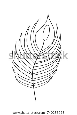 Vector Peacock Feather Outline Stock Vector 740253295 - Shutterstock