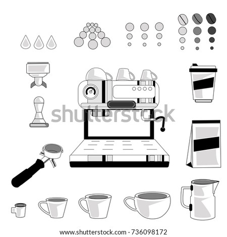 Coffee Machine Vector Flat Icon Set Coffee Machine Vector Flat Icon Set