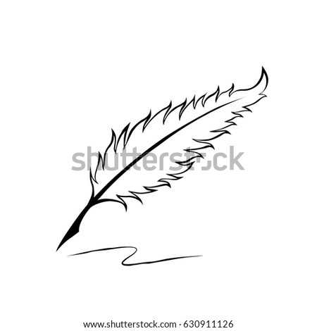 Feather Pen Inkwell Drawing Ancient Stationery Stock Vector 570170866