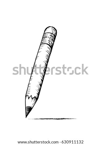 Pencil Drawing On White Background Handdrawn Stock Vector