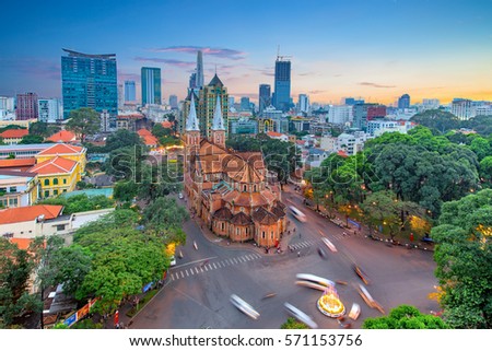 Aerial view of Notre-Dame Cathedral Basilica of Saigon