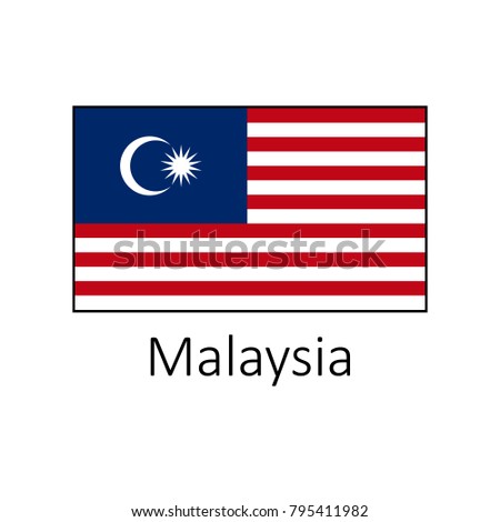 Flag Malaysia Name Icon Official Colors Stock Vector ...