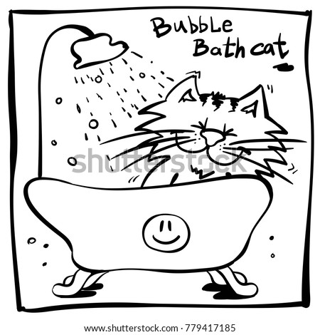 Little Funny Cartoon Cat Bath Illustration Stock Vector 779417185 ... Little Funny Cartoon Cat Bath Illustration Stock Vector 779417185 ...