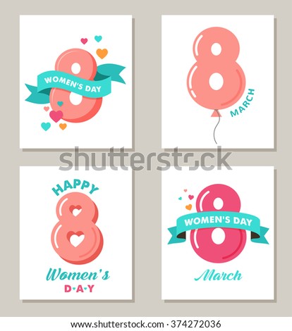 women's day greeting cards set