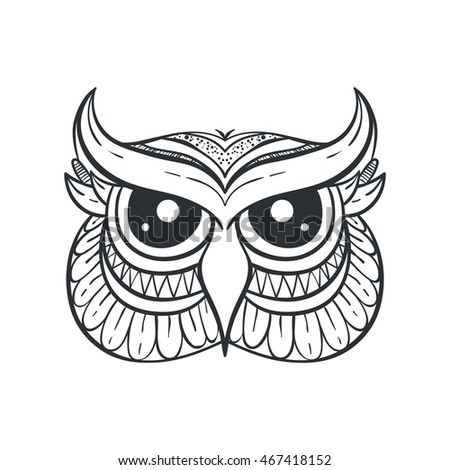 Vector Graphic Owl Head Stock Vector 467418152 - Shutterstock