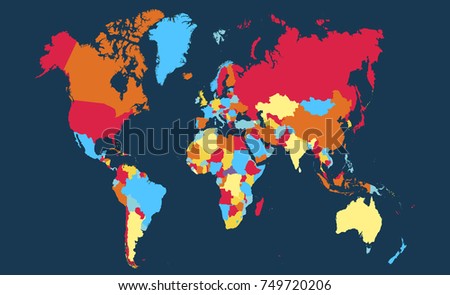 Green Red Yellow Brown World Map Stock Vector 385690123 - Shutterstock