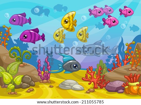 Underwater World Cartoon Vector Illustration Stock Vektor 211055785